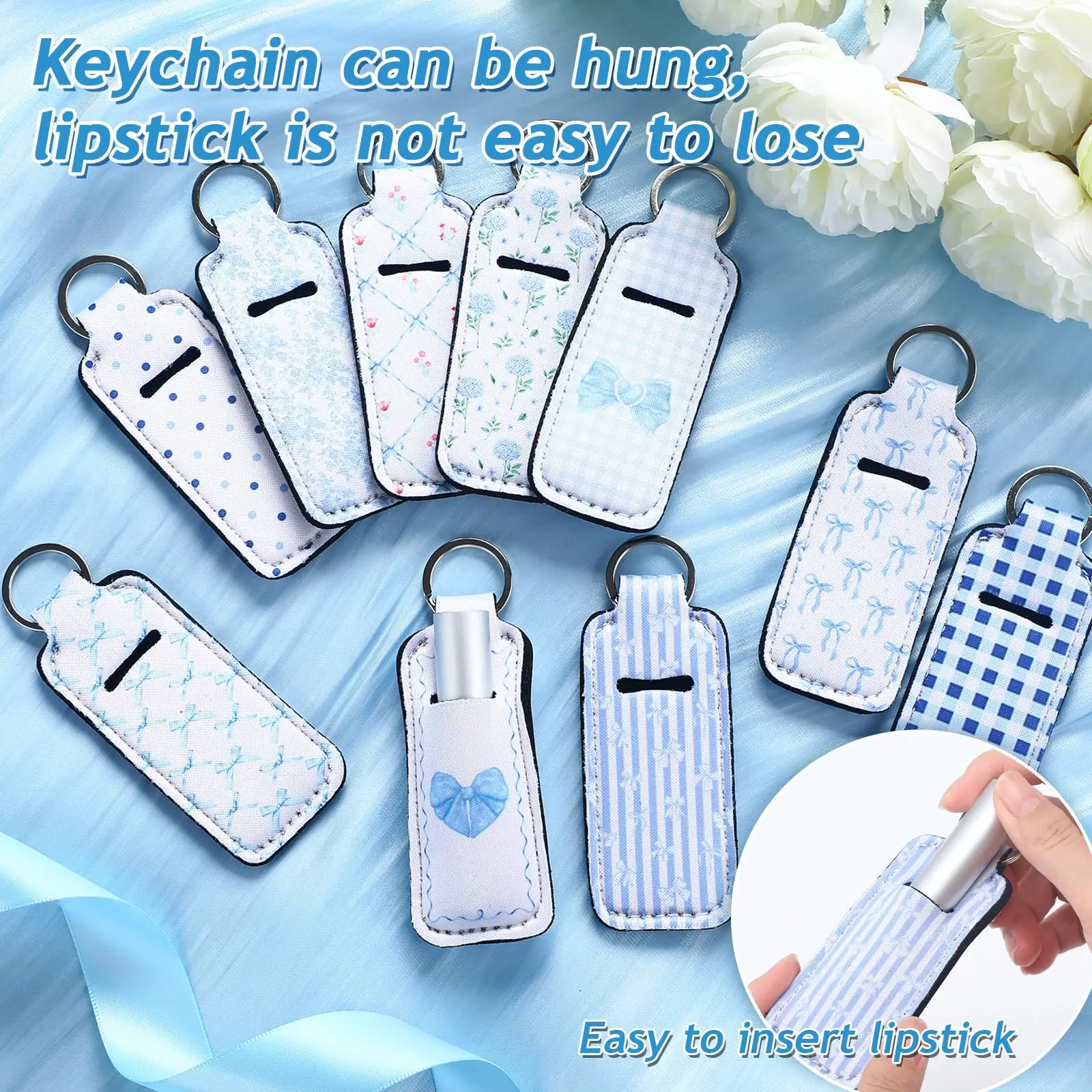 20 Pcs Coquette Bow Lipstick Holder Keychain Gifts Bulk Coquette Lip Balm Holder Keychain Bow Birthday Party Favors