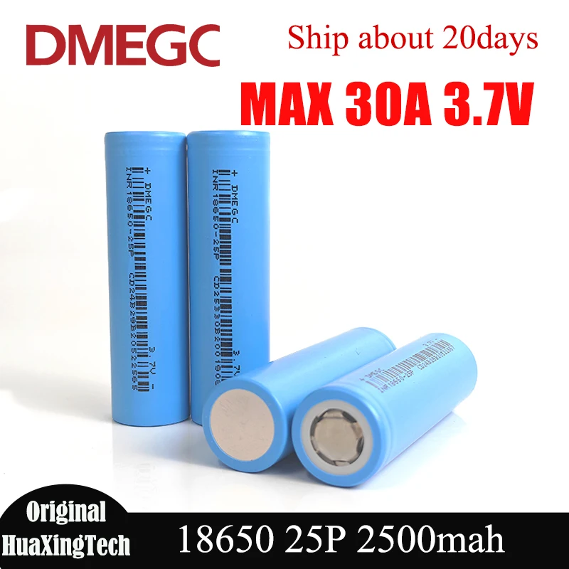 

10pcs Grade A DMEDC 25P 18650 Lithium Battery 2500mah 3.7V Rechargeable Batteries 13~16mΩ Max 30A Discharge for Power Tool Toys