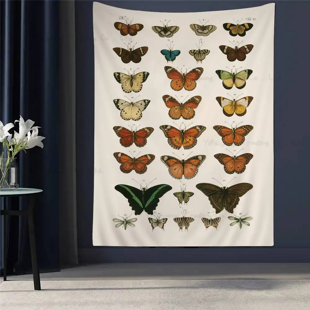 

Botanical Art Prints Butterfly Anime Tapestry Hanging Tarot Hippie Wall Rugs Dorm Home Decor