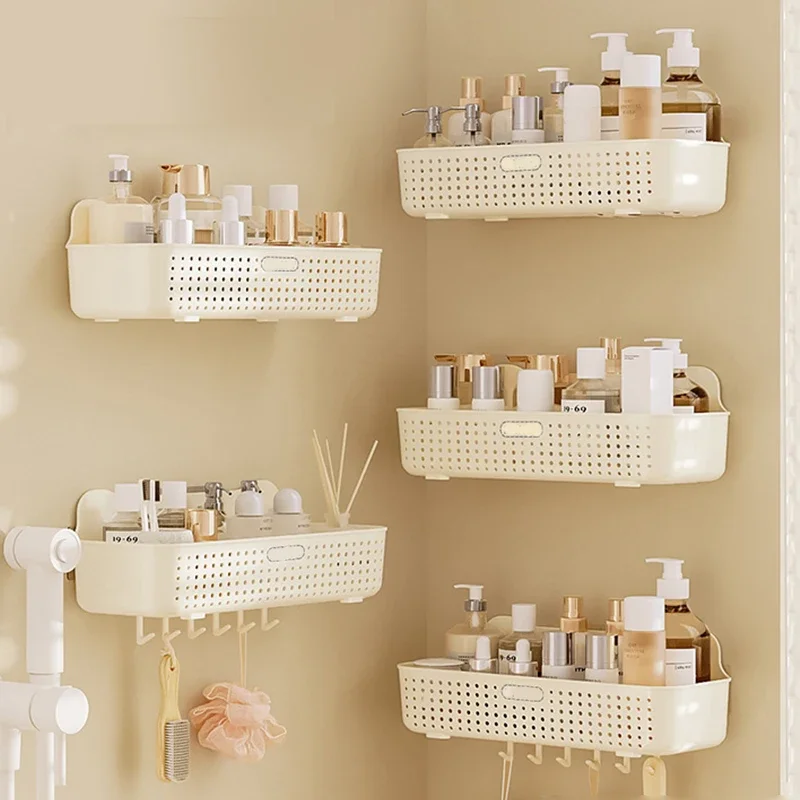 Bathroom Home Storage Shelf Toilet Storage Cabinet Drain Rack Punch Free Wall Mounted Shower Cosmetics Dressing Organizer Shelve