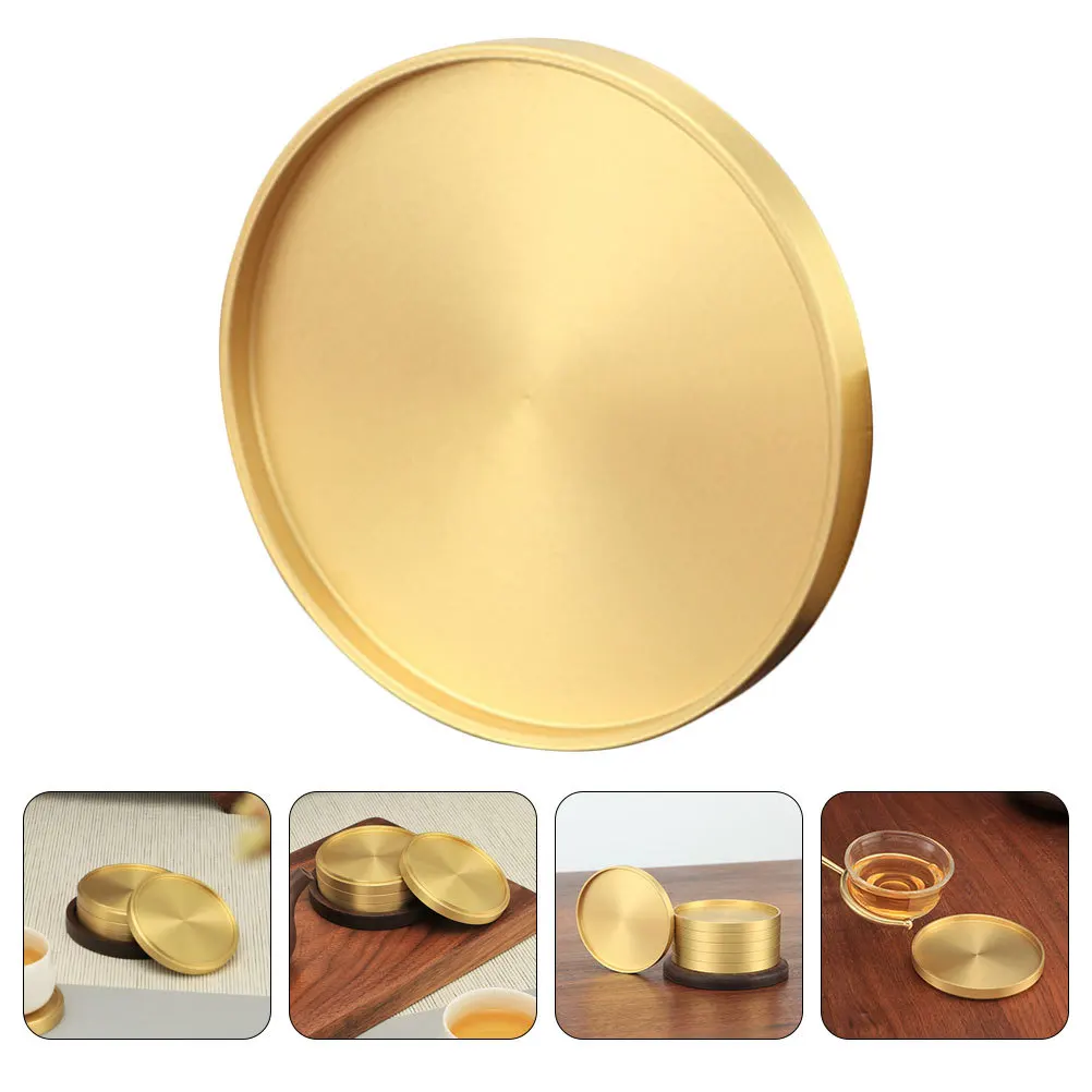 

1Pcs Chinese Style Copper Coaster Golden Teapot Holder Reusable Teacup Mat Home Office Decorative Placemat