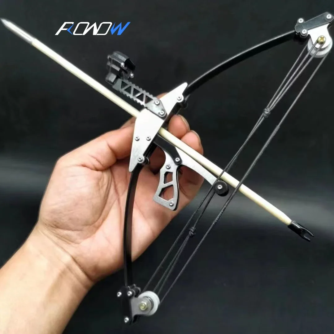 

ROWOW Mini Bow and Arrow Compound Bow Stainless Steel Miniature Pulley Triangle Bow Sports Shooting Archery and Target Shooting