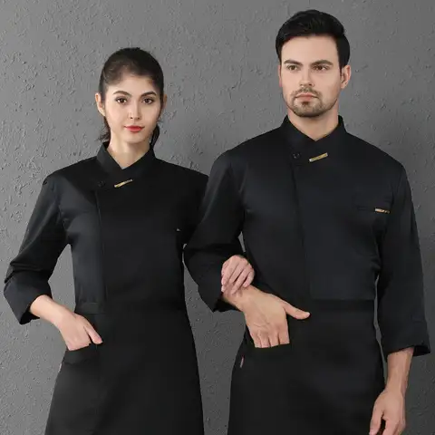 White Chef Coat Women long Sleeve Apron Chef Jacket Head Chef Uniform Restaurant Hotel Kitchen Cooking Clothes Men Food service