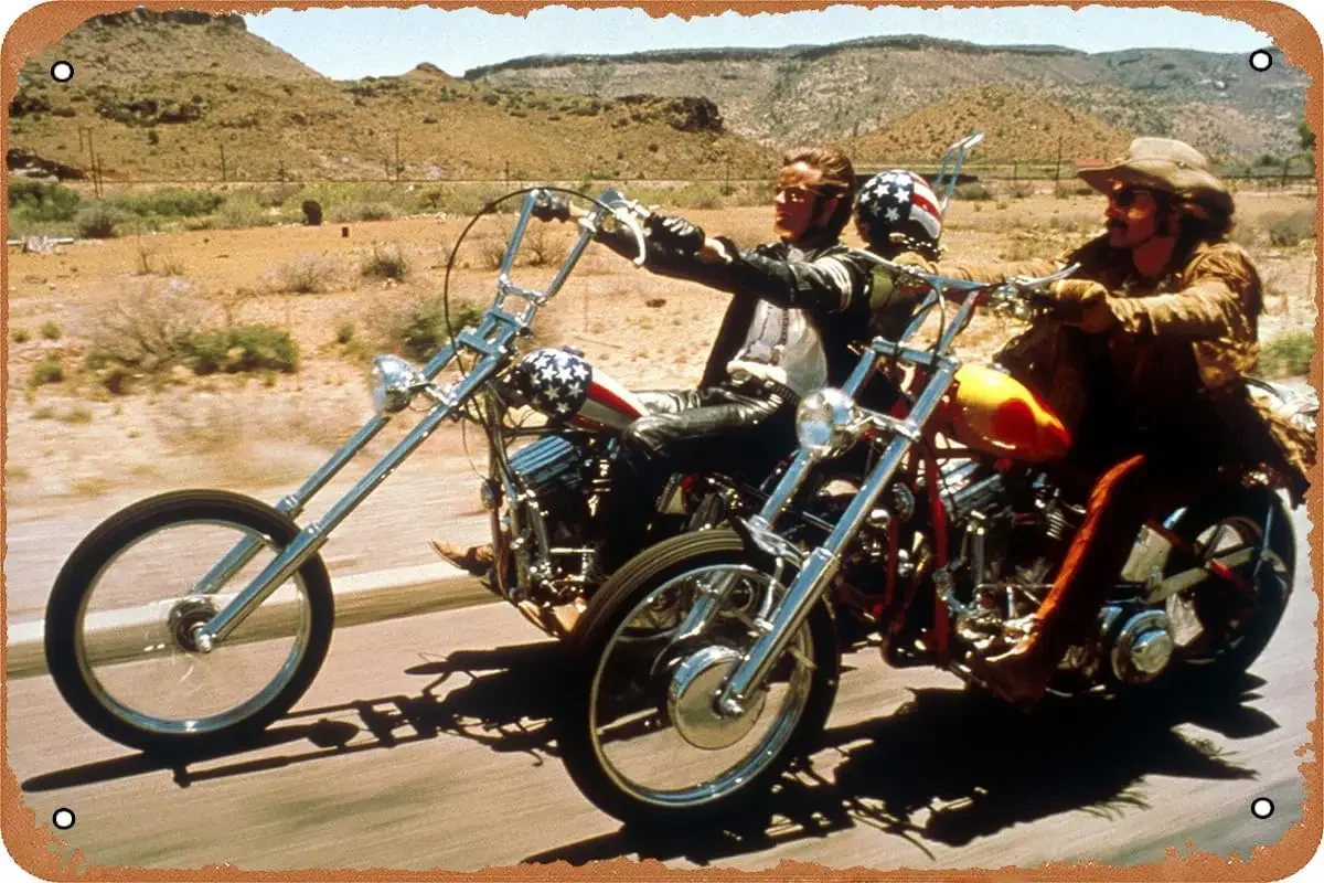 Retro Tin Sign Look Metal Sign Dennis Hopper Easy Rider Movie Poster for Cafe Bar Man Cave Garage Home Wall Decor Motorcycle Ent