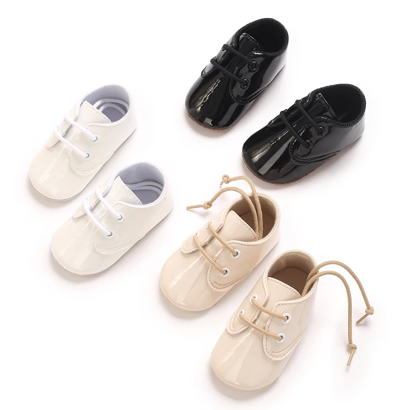Spring and Autumn Style 0-18 Months Solid Color Bright Face Baby Sneaker Cloth Bottom Non slip Front Strap Versatile Baby Shoes