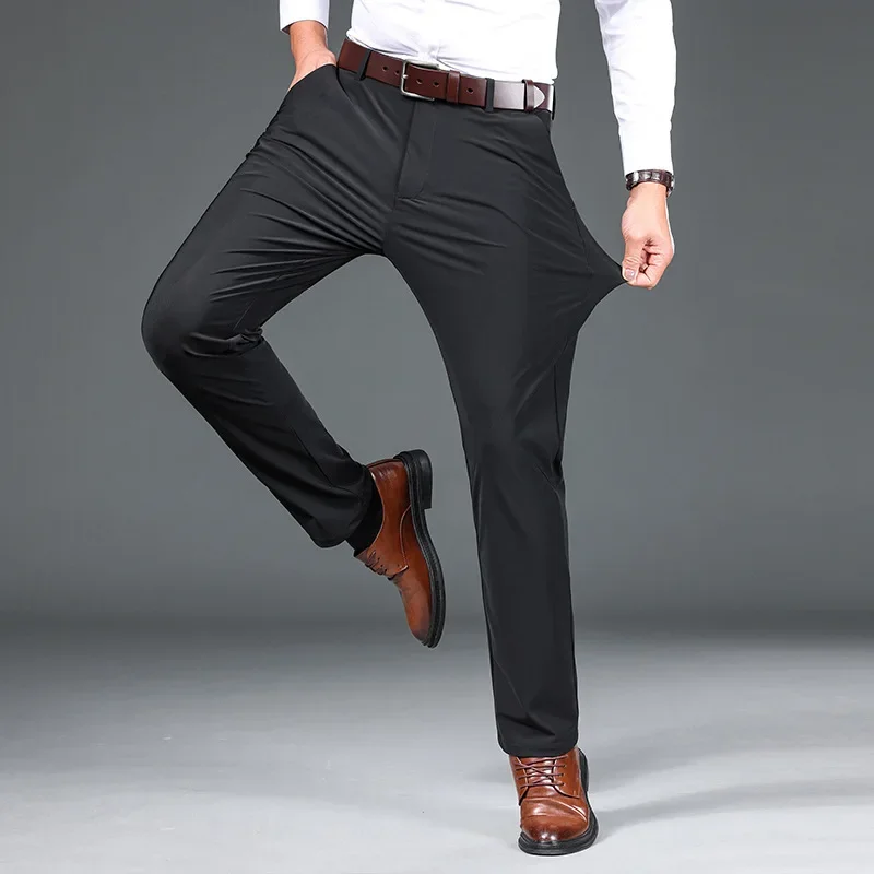 

Pop Summer New Thin Men's High-elastic Brocade Ammonia Ice Silk Casual Pants Men's Trousers Straight Men's Trousers Trousers