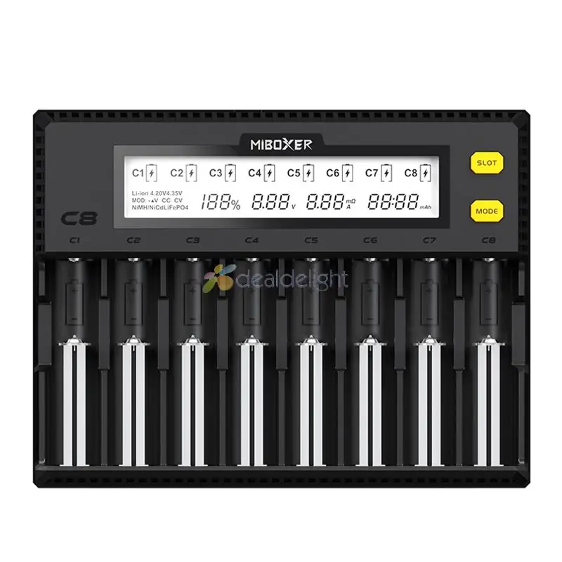 Miboxer C8 8 Slots Smart AA AAA 18650 Battery Charger Current Optional Overcharging Protection With Display