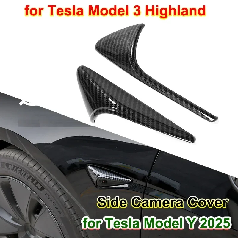For Tesla Model 3 Highland 2024 Side Camera Protection Cover Wing Fender Sticker Model Y 2025 Turn Signal Trim Decor Accessories