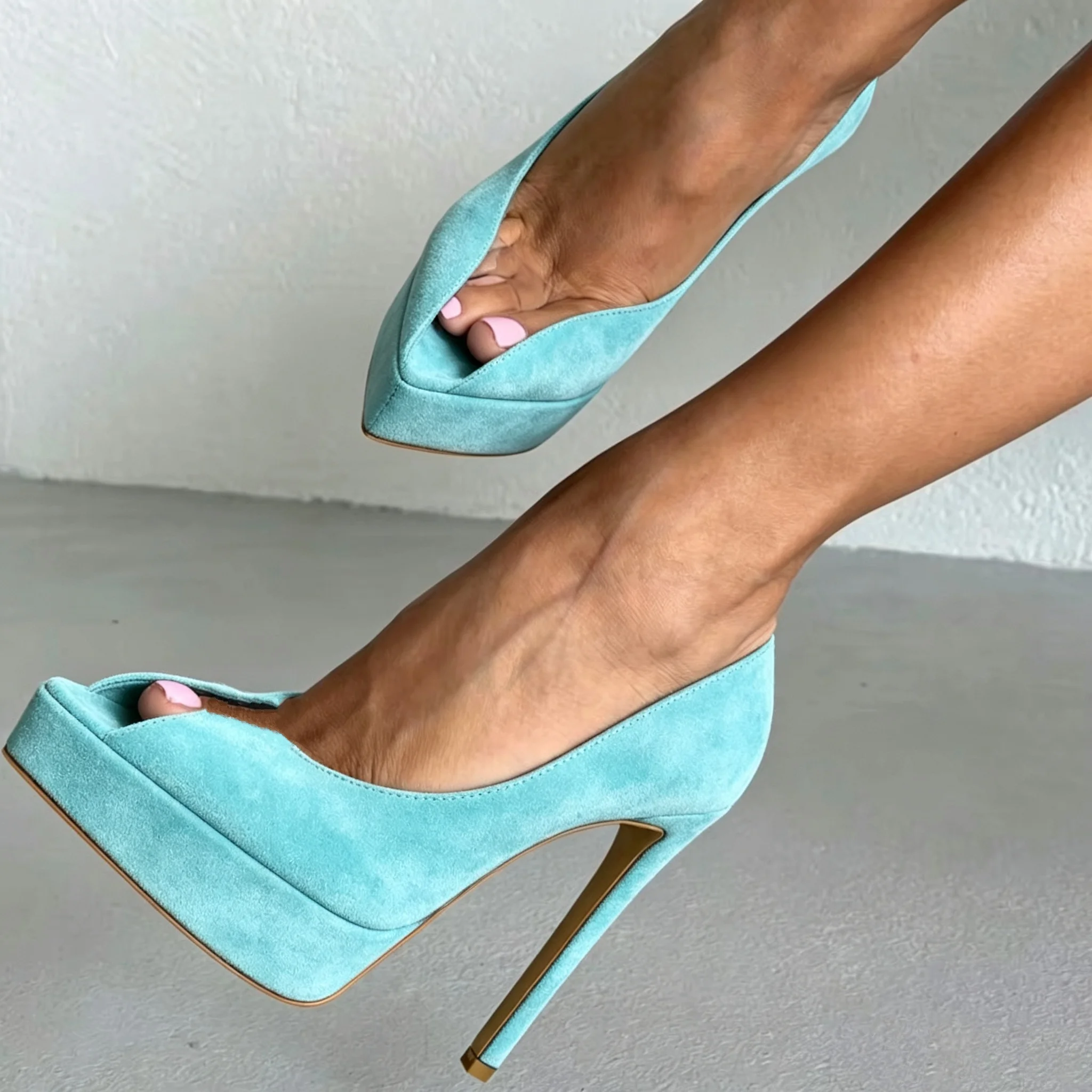 Elegant pointy toe suede plaform high heels black/begie leather plus size office party causal dress pumps luxury designer shoes