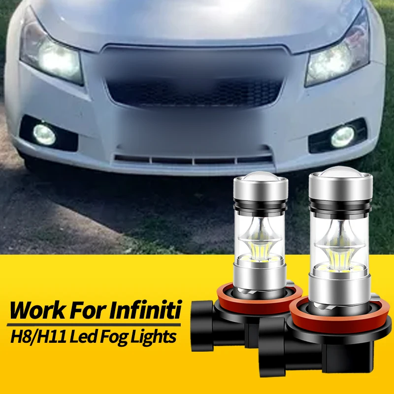 

2PCS H8 H11 100W White LED Fog Lights Bulbs Canbus For Infiniti FX35 FX37 FX45 FX50 M35 M35H M37 M45 M56 QX50 Car Accessories