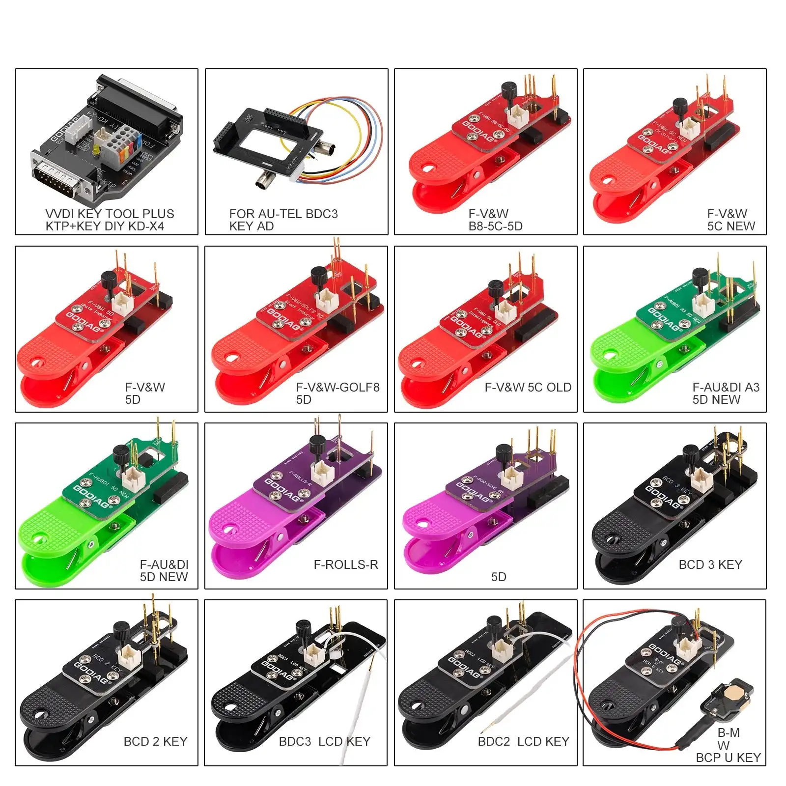 GODIAG BCP U KEY BDC2 BDC3 14-in-1 Adapter Kit Supports Multiple Tablet Models Including 5C and 5D Encrypted Devices For IM608