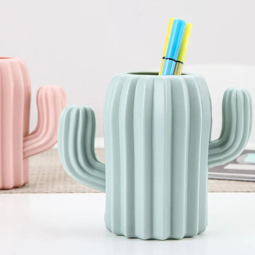 3Pcs Portable Cactus Pen Holder Container For Study Room Desk Desk Decor Desktop Vase Modern Home Flower