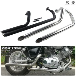 Motorcycle Dual Exhaust Full System Silencer Slash Cut Muffler Fit For Yamaha Virago 750 XV 1100 S Special XV750 XV1100 All Year