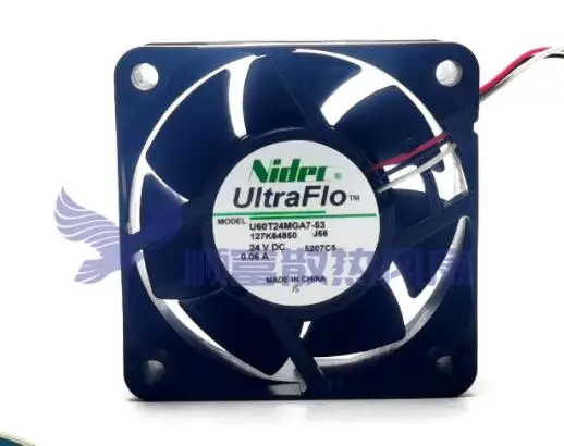 Nidec U60T24MGA7-53 DC 24V 0.06A 60x60x25mm 3-Wire Server Cooling Fan