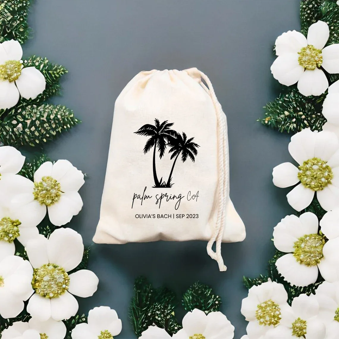 Palm Tree Favor Bag, Palm Springs Wedding Welcome Bag, Tropical Bachelorette Party, Destination Wedding Favors, Bachelor Birthda