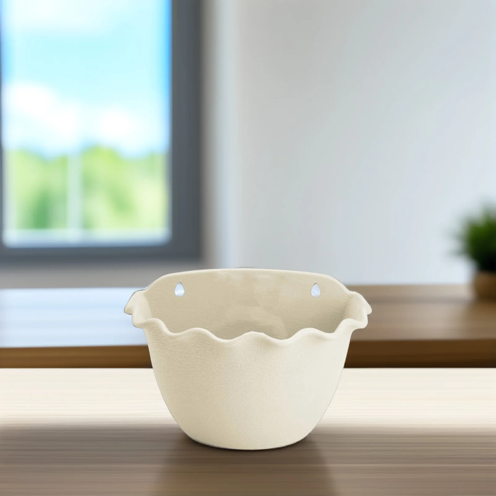 

1pc Semi-Circular Plastic Flower Pot Wave Style Wall Hanging Planter For Indoor Outdoor Garden Resin Hanging Flowerpots