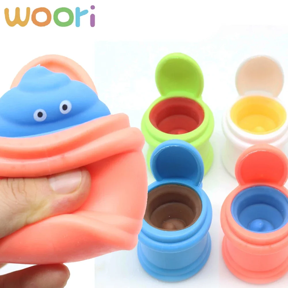 Woori Poop Up Funny Toilette Block Squeeze Bad Joke Anti-stress Toy Hide and Seek Figures Stress Relief Fidget Toys Kids Adult