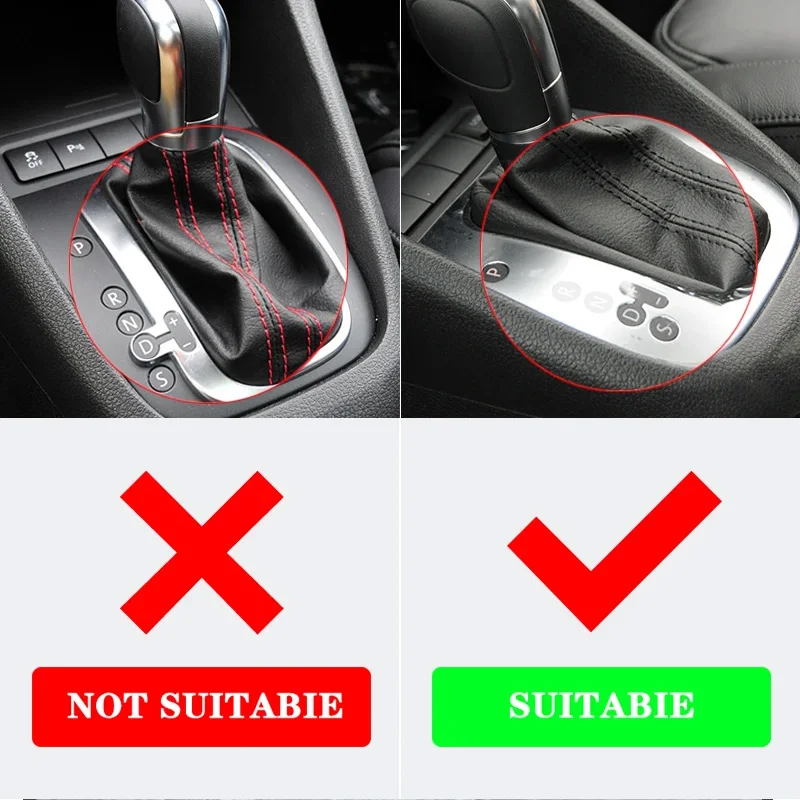 Leather Black Or red line Stitching AT DSG Gear Shift Knob Lever Cover For Golf 6 MK6 Jetta MK6 GLI