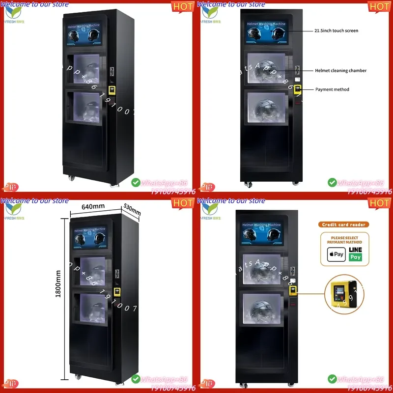 CECertificate VFresh Wholesale of New Features Fully Automatic Machine for Public Racing Track Helmet Washing Vending Machine