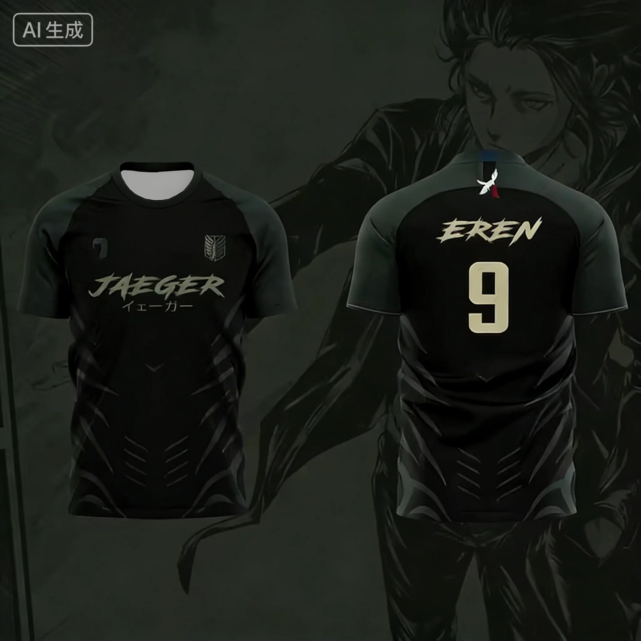 

Japanese Animation Attack On Titan Theme 3d Printing Sports Breathable Men's Women's Same T-Shirt Football Shirt Short Sleeve