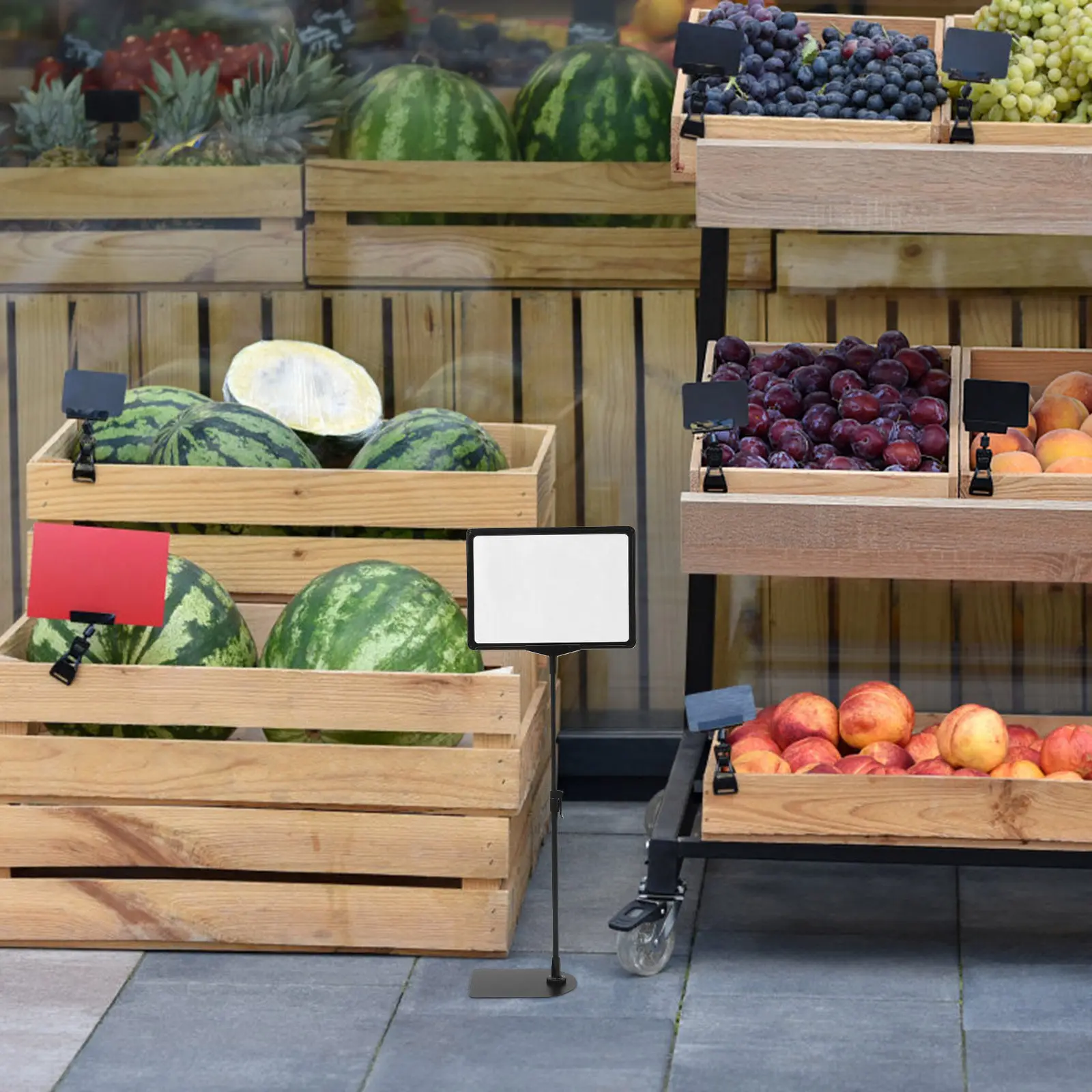 A4 Price Tag Display Holder Sturdy Plastic Stainless Steel Shelf Price Label Stand Multi-Function Sign Holder for Supermarket