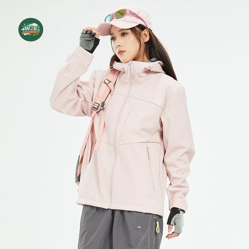 W2EJOURNEY EU US Size Luxury Quality Female Windbreak Jacket Unisex Fleece-Lined  Waterproof Jacket For Hiking Cycling