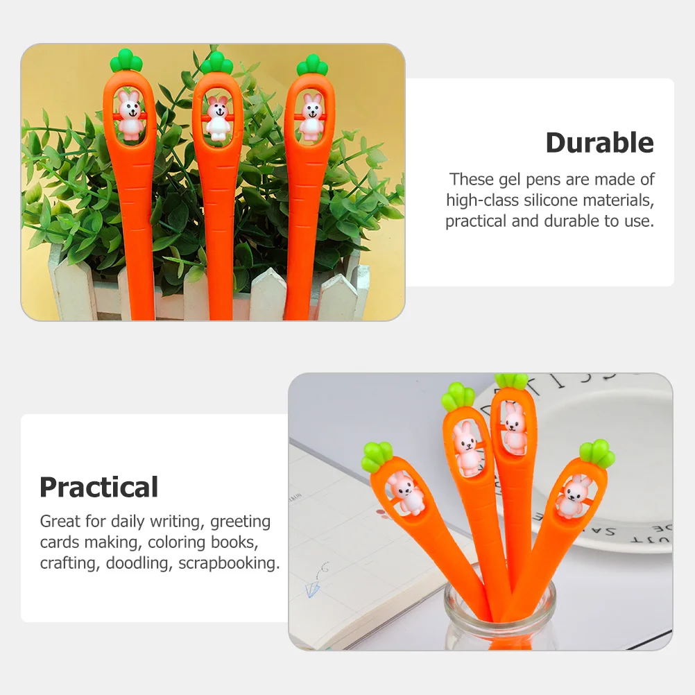 

10 Pcs Ballpoint Pen Rabbit Carrot Student for Students Silica Gel Bunny Pens Cute