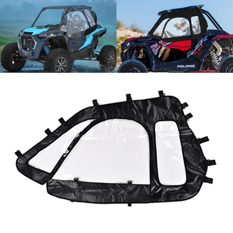 폴라리스 RZR XP 1000 / XP 터보 2014-2023 UTV 캡 인클로저용 소프트 상단 도어 지퍼 (사이드 미러 및 윈드실드 포함)