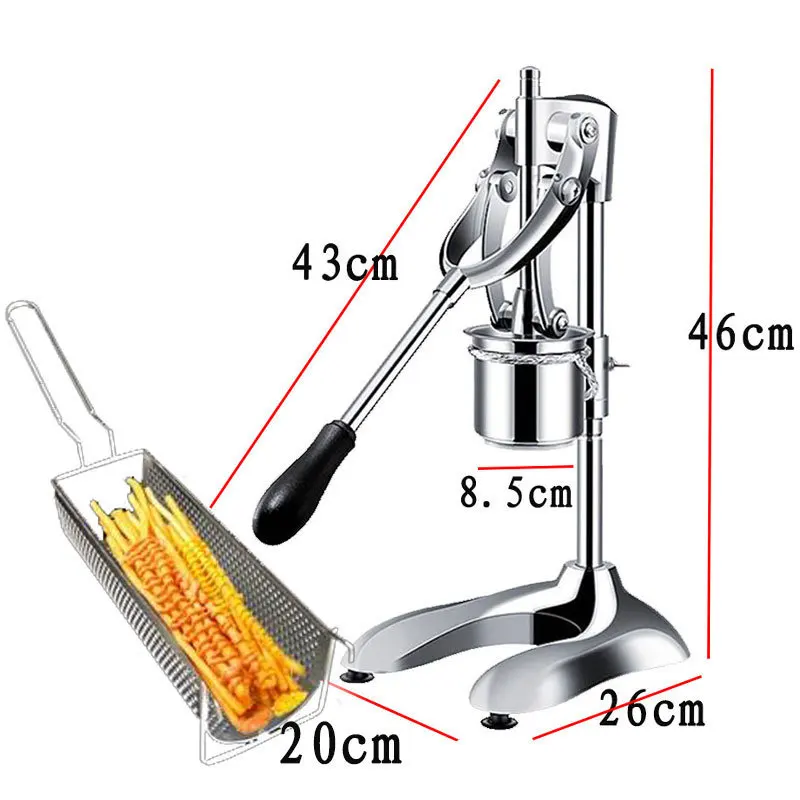 Aço inoxidável batatas fritas Maker, French Fry Extrusora, Fatiador Manual De Batata, Máquina De Cortador De Batata, Casa