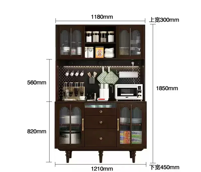 

American kitchen wine cabinet hole board integrated high cabinet against the wall storage