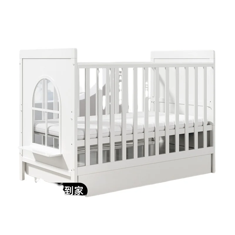 

Детская кроватка во французском стиле, детская кроватка из цельного дерева, многофункциональная кровать Bb для новорожденных, двухслойное большое пространство с выдвижным ящиком