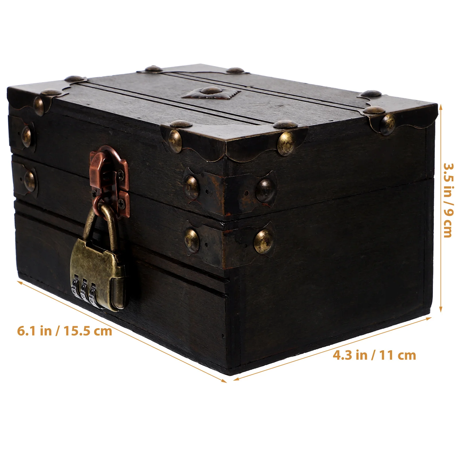 الرجعية صندوق الكنز الخشبي خمر تخزين المجوهرات الصدر تذكار المنظم ديكور المنزل فيلم الدعامة صندوق الكنز الخشبي #5