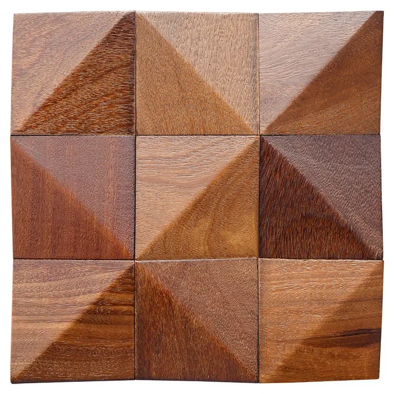 3D Triangle Solid Wood Mosaic Tile Art Acoustic Diffuser Panel Music Restaurant Art Store Video Room Recording studio Wall Decor