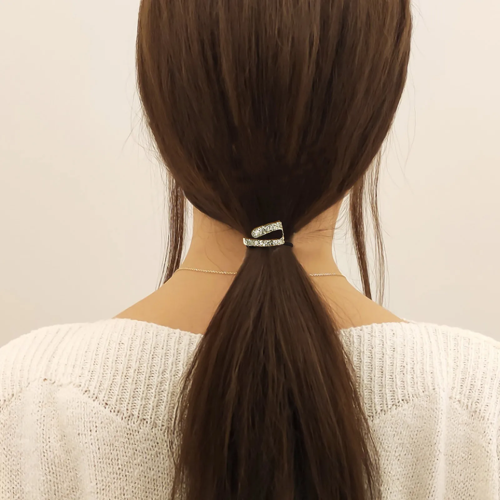 

Metal Hair Ring Ties Elastic Cuff Thick Geometric Ponytail Holders Fashionable Bands Accessories Women Stylish Hair WrapsVintage
