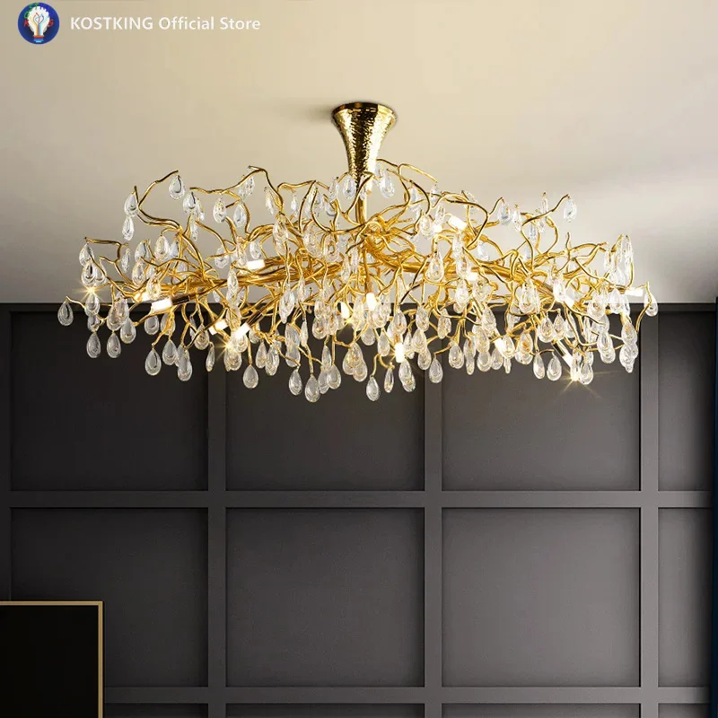 Italian light luxury crystal chandelier simple creative living room dining room lamp personality bedroom model room lamps