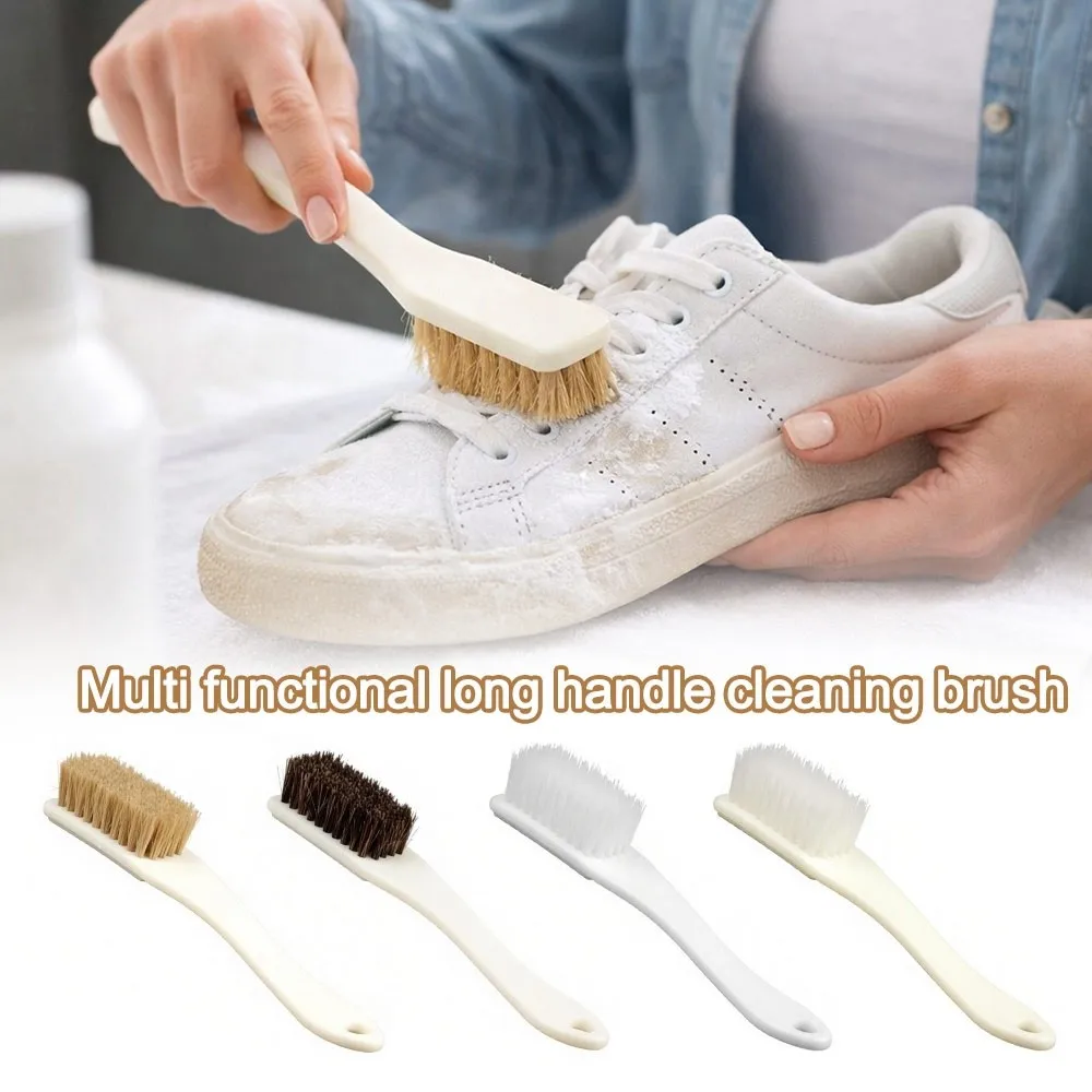 

Natural Boar Hair Shoe Brush Interior Cleaning Long Handle Car Cleaning Brush Soft Bristle Car Interior Brush Maintenance