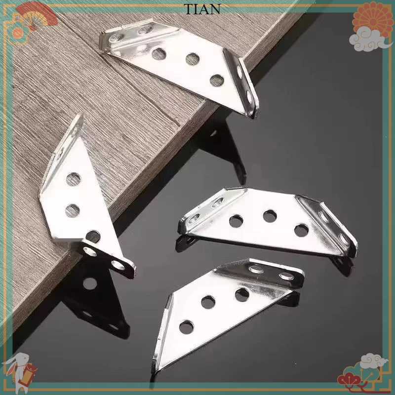 TIAN   Stainless Steel 3‑Sided Corner Bracket Set, Furniture Support W/ Screws for Bed Cabinet Table Chair Reinforcement