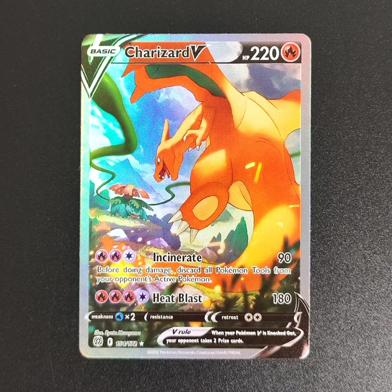 

Коллекционная карточка PTCG Proxy 2022 P.M EN Charizard V 154, редкая, классическая игровая аниме-карточка, подарок, игрушка