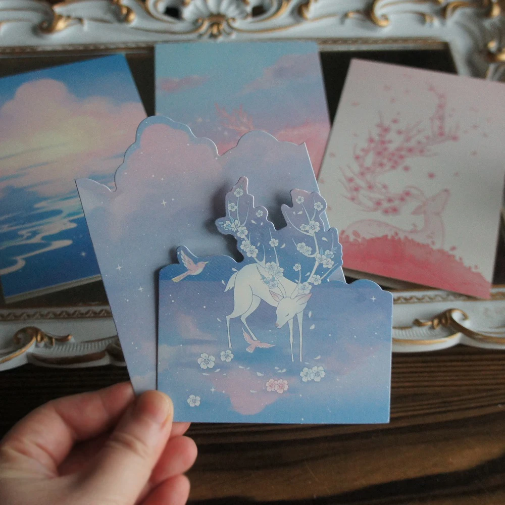 

15pcs White Deer in The Forest Design As Post Card Gift Greeting Gift Card Party Invitation Scrapbooking Use