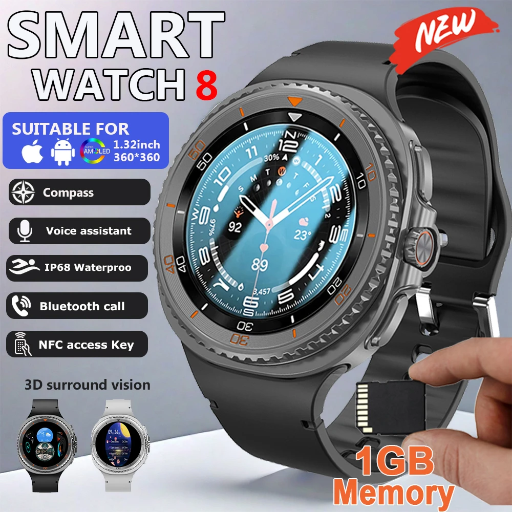 

Watch 8 Ultra Classic Smartwatch Men AMOLED 1GB Memory NFC Chat GPT Watches 3D Video Playback Sports Fitness Ms. Smart Watch