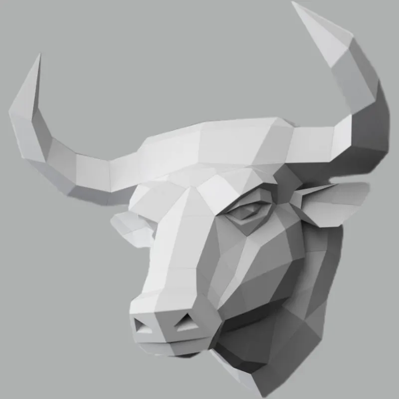 DIY Paper Model Bull Head 3D Geometric Origami Sculpture Living Room Home Decoration Ornament Family Festival Gift Home Supplies