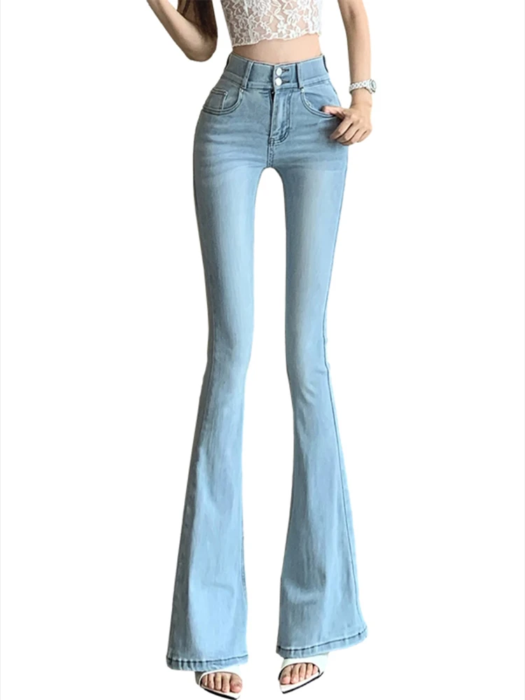 Casual cintura alta calças jeans retas estilo coreano hip almofada magro alargamento primavera sexy feminino rua vintage jeans