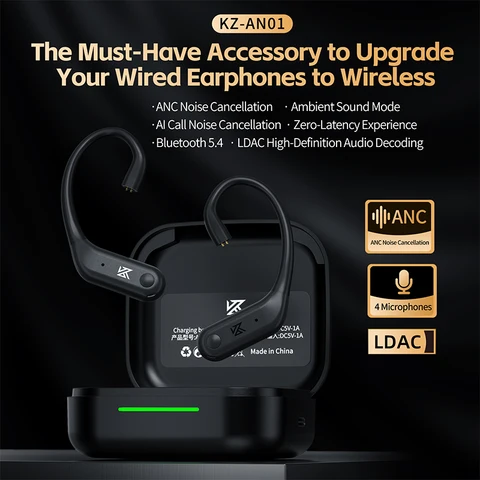 Беспроводные наушники KZ AN01 с Bluetooth 5.4 и активным шумоподавлением — внешний вид товара