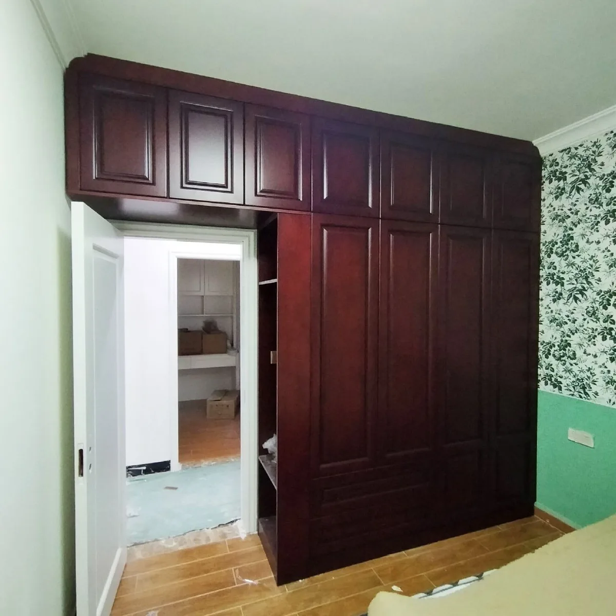 Thai oak door panel wardrobe Nordic modern simple oak wardrobe home use full solid wood bookcase