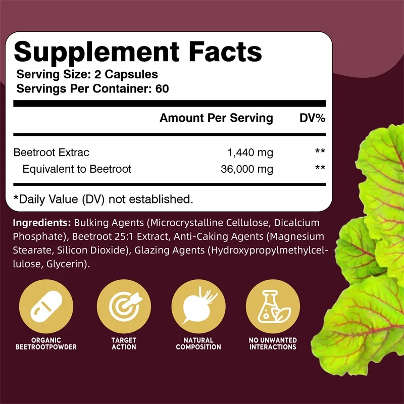 High Strength Beetroot - Good for Energy and Endurance Blood Circulation Heart Health Supplement