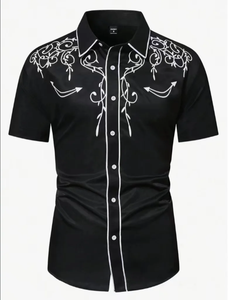 

2024 Tribal Ethnic Horse Outdoor Party Sports Casual Button Lapel Short Sleeve Shirt Fashion Men's Shirt