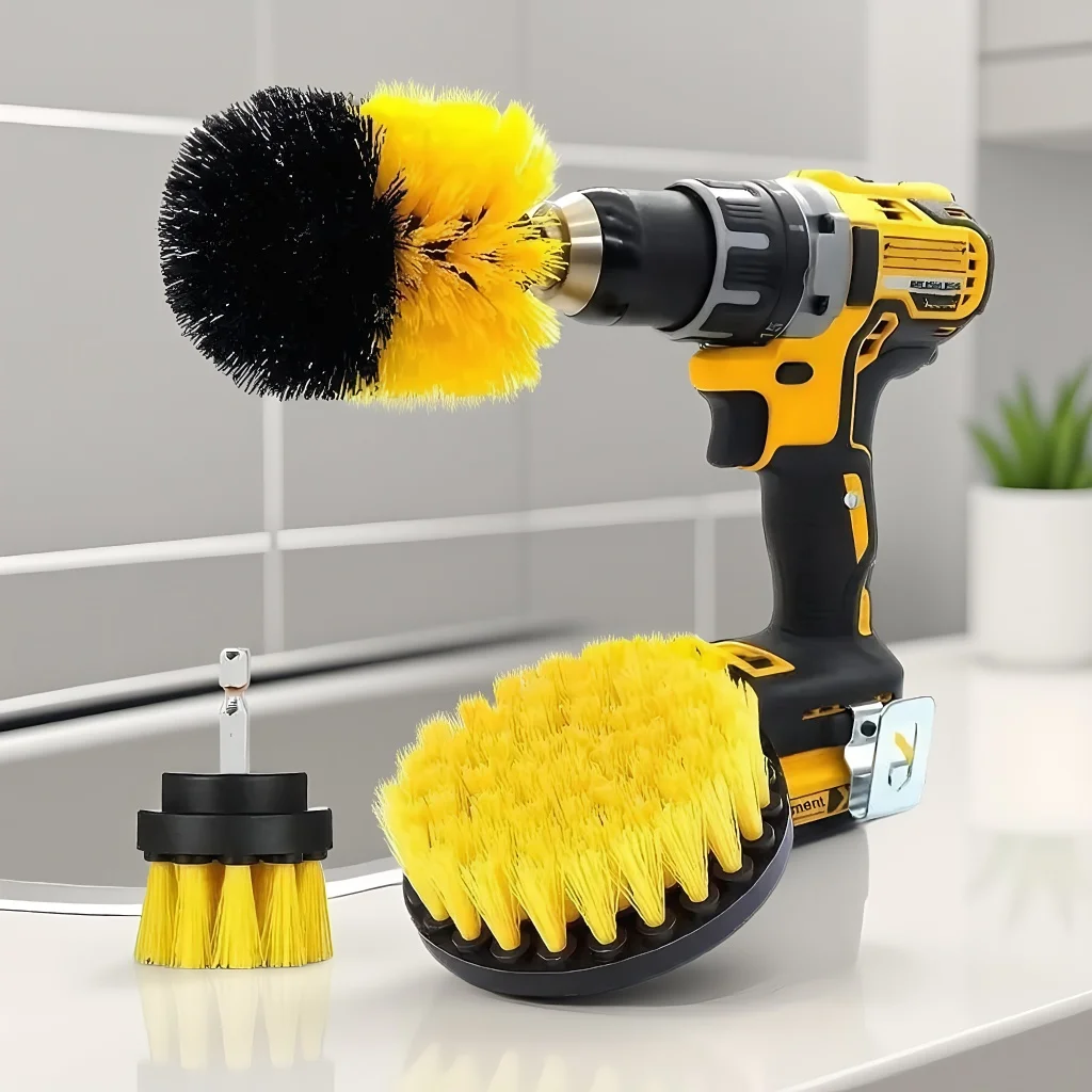 

Многофункциональный набор для чистки электрической скруббера — желтый и черный вал из нержавеющей стали для домашнего использования