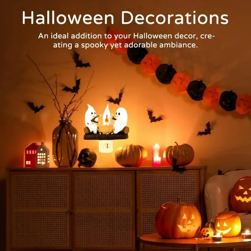 Halloween Bonfire Flickering Night Light   Simulation Bonfire Star Night Lights Plug in Pumpkin Lights Decorations