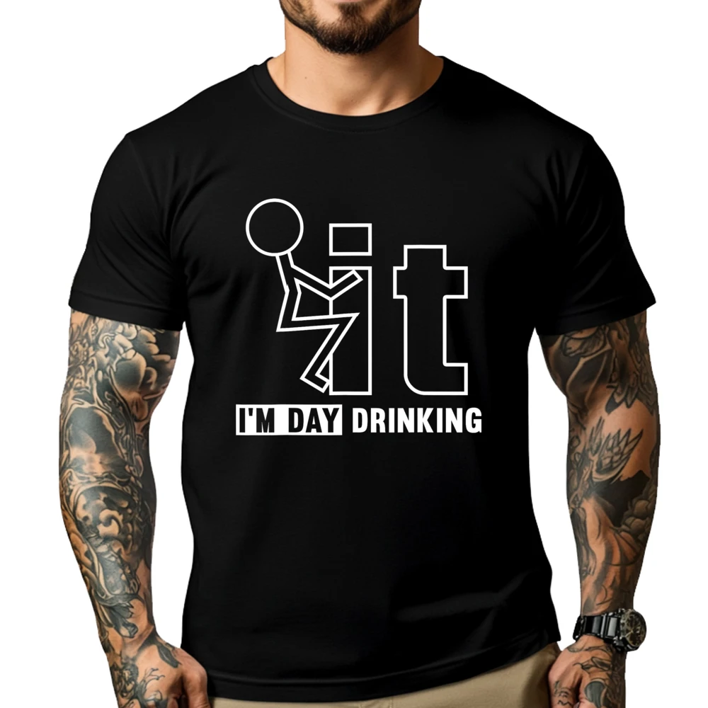 

Fit Im Day Drinking Funny S Funny Drink Mens Clothing Tops Printed On Grey Shirt Graphic Tee Female Funny T Shirts Plus Size