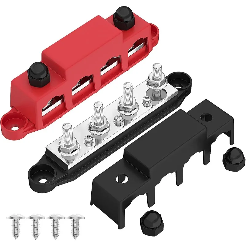 New Power Distribution Block Bus Bar with Studs Marine Terminal Block for Automotive Car Boat Solar Wiring - Negative&Positive